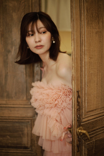 フリル チュールドレス コーラルピンク(W347CP)