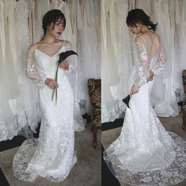 2way 花柄レース オフショルダードレス(W309WH)