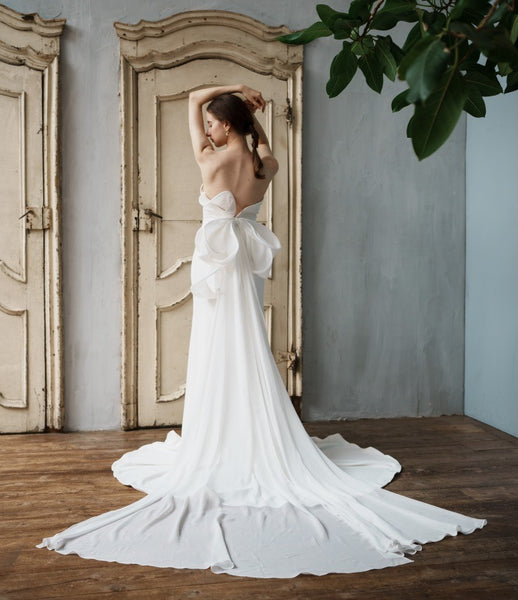 2way バックリボン ベアトップ ソフトマーメイドドレス(W265)