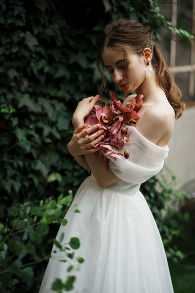 オーガンジーサテン オフショルダードレス(W264)