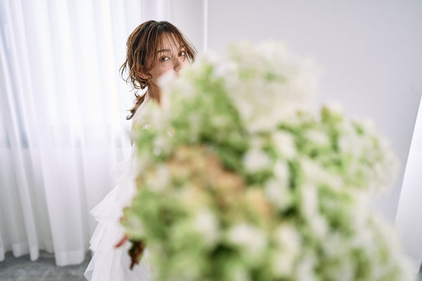 チュール バックフリル オフショルダードレス ホワイト(W325WH)