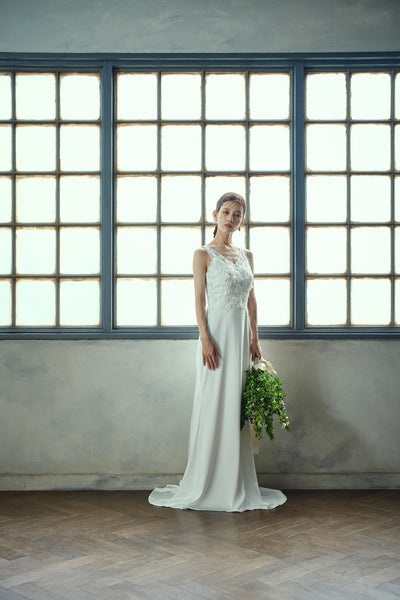 刺繍 Vネック ソフトマーメイドドレス(W280)