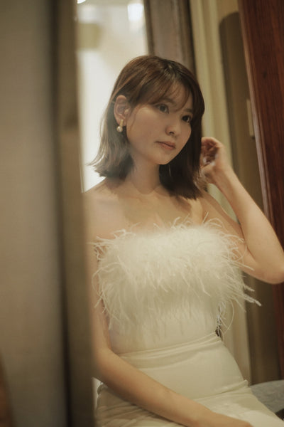 オーストリッチ フェザー ソフトマーメイドドレス(W349)