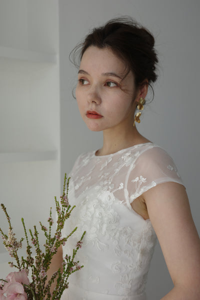 フレンチスリーブ 総レース Aラインドレス(W168)