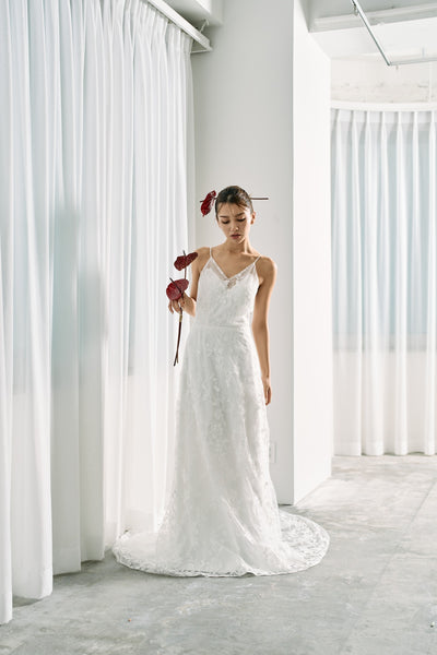 総レース キャミソール スレンダードレス(W326)