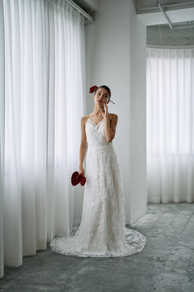 総レース キャミソール スレンダードレス(W326)