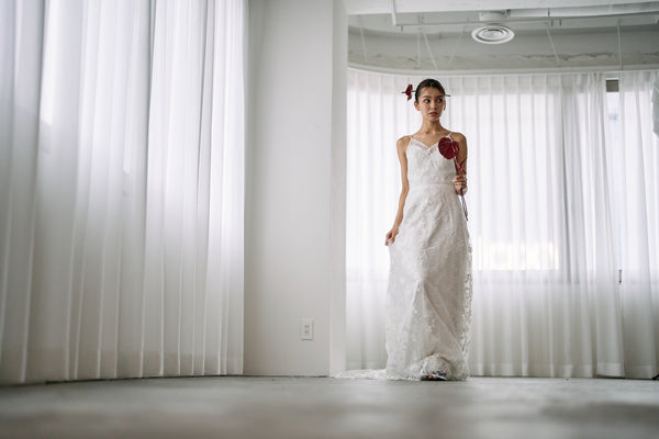 総レース キャミソール スレンダードレス(W326)