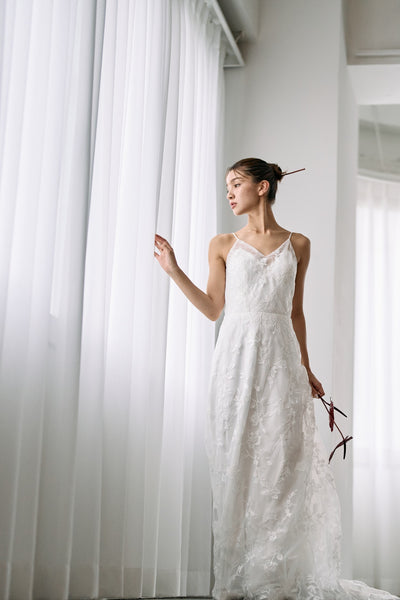 総レース キャミソール スレンダードレス(W326)