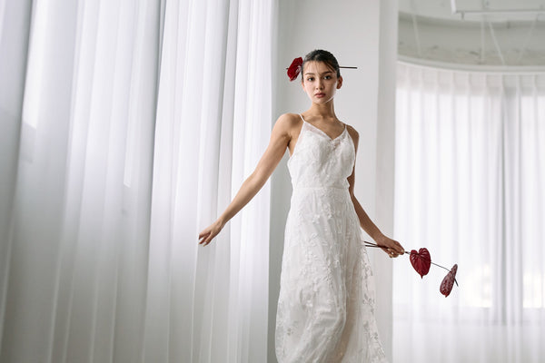 総レース キャミソール スレンダードレス(W326)