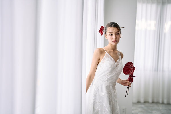 総レース キャミソール スレンダードレス(W326)