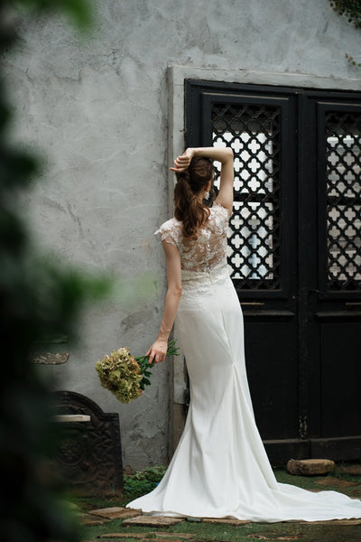 花柄刺繍 ソフトマーメイドドレス(W263)