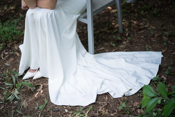 刺繍レース サテン ソフトマーメイドドレス(W224)