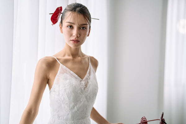 総レース キャミソール スレンダードレス(W326)