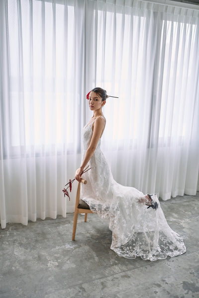 総レース キャミソール スレンダードレス(W326)