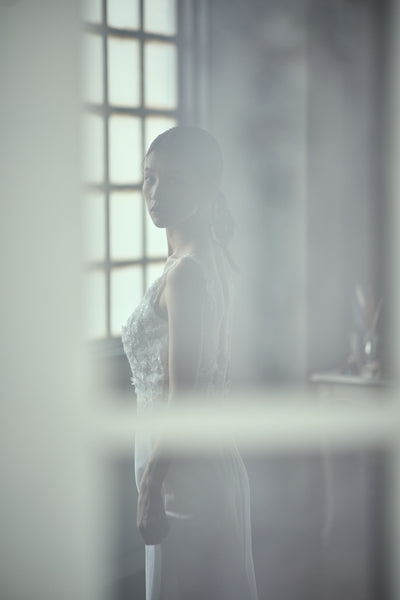 刺繍 Vネック ソフトマーメイドドレス(W280)