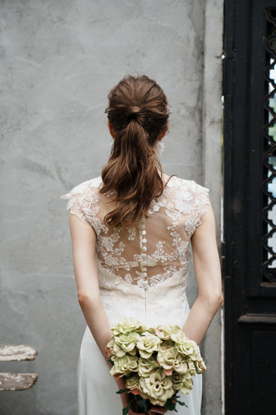 花柄刺繍 ソフトマーメイドドレス(W263)