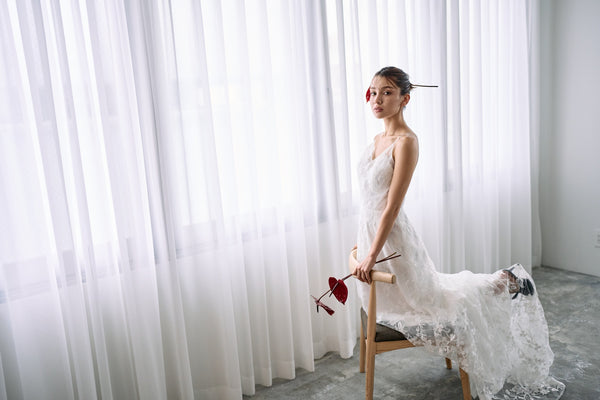 総レース キャミソール スレンダードレス(W326)