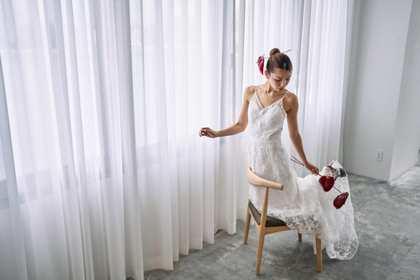 総レース キャミソール スレンダードレス(W326)