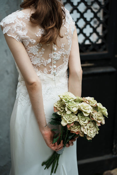 花柄刺繍 ソフトマーメイドドレス(W263)