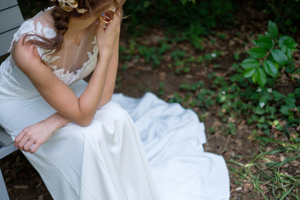 刺繍レース サテン ソフトマーメイドドレス(W224)