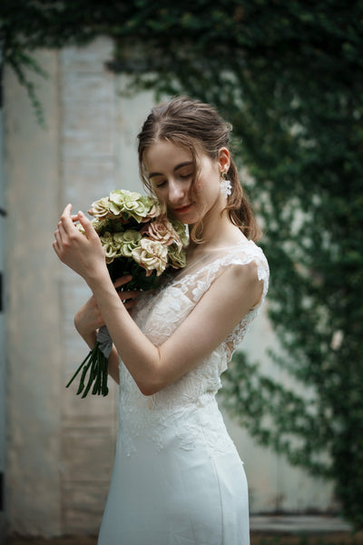 花柄刺繍 ソフトマーメイドドレス(W263)