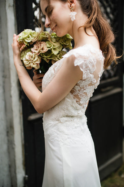 花柄刺繍 ソフトマーメイドドレス(W263)