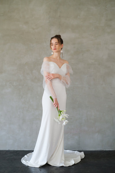 オフショルダー ロングスリーブ ソフトマーメイドドレス(W244)