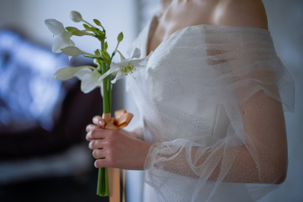 オフショルダー ロングスリーブ ソフトマーメイドドレス(W244)