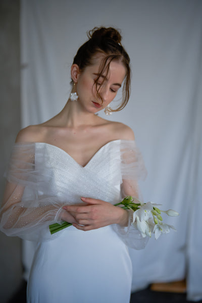 オフショルダー ロングスリーブ ソフトマーメイドドレス(W244)