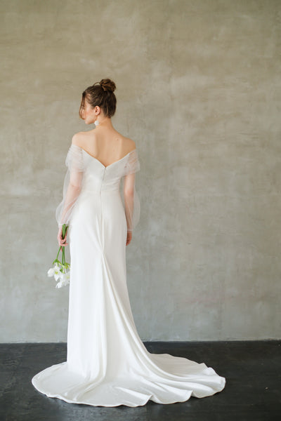 オフショルダー ロングスリーブ ソフトマーメイドドレス(W244)