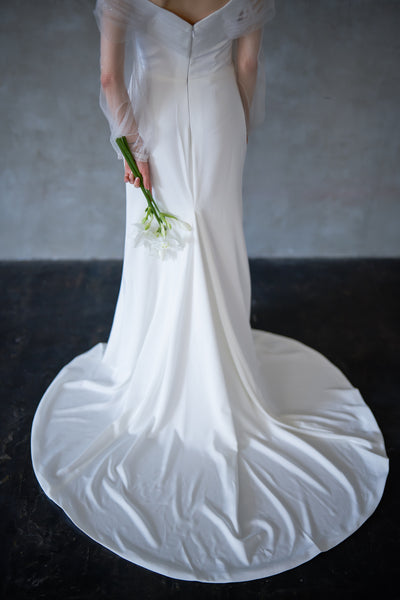 オフショルダー ロングスリーブ ソフトマーメイドドレス(W244)