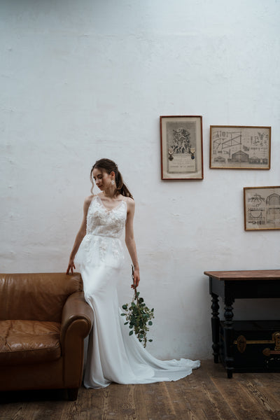 フレアデザイン 刺繍 シフォンドレス(W256)