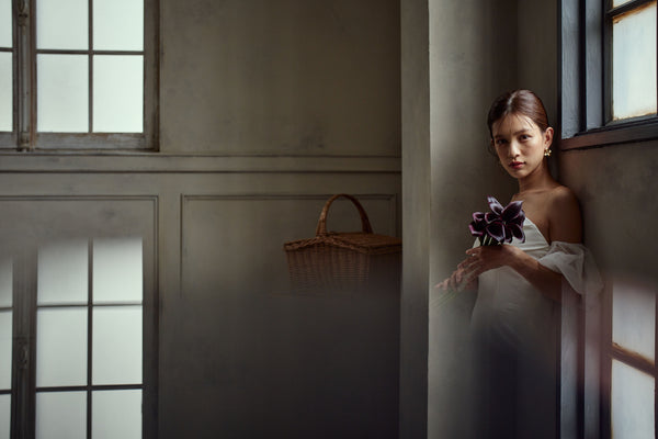 3way パフスリーブ バックトレーン ベアトップドレス(W282)