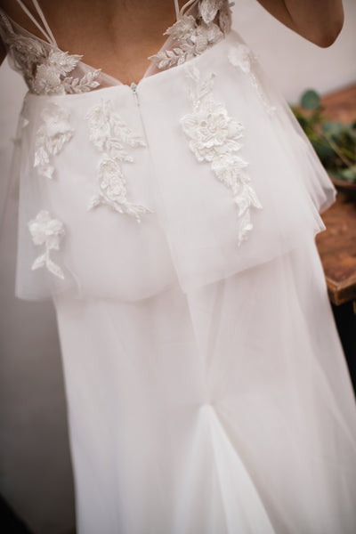 フレアデザイン 刺繍 シフォンドレス(W256)