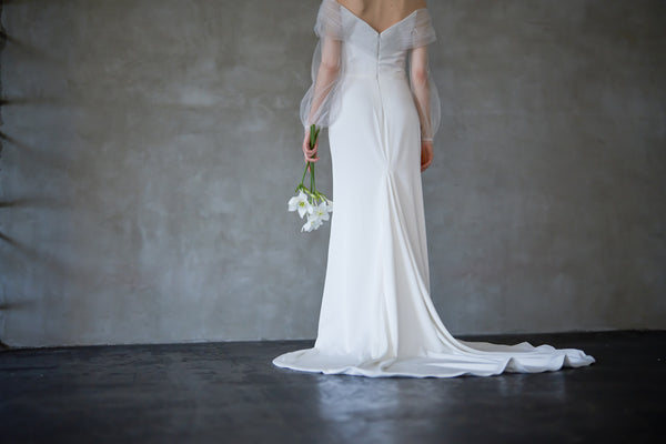 オフショルダー ロングスリーブ ソフトマーメイドドレス(W244)