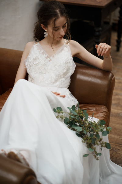 フレアデザイン 刺繍 シフォンドレス(W256)