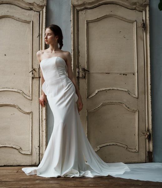 2way バックリボン ベアトップ ソフトマーメイドドレス(W265)