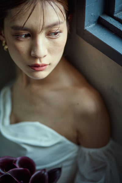 3way パフスリーブ バックトレーン ベアトップドレス(W282)