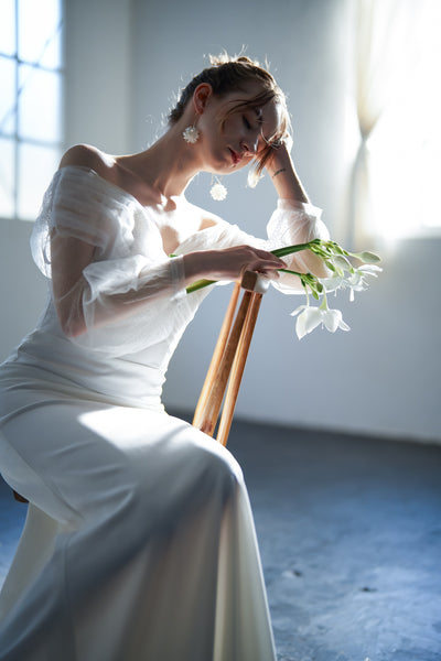 オフショルダー ロングスリーブ ソフトマーメイドドレス(W244)