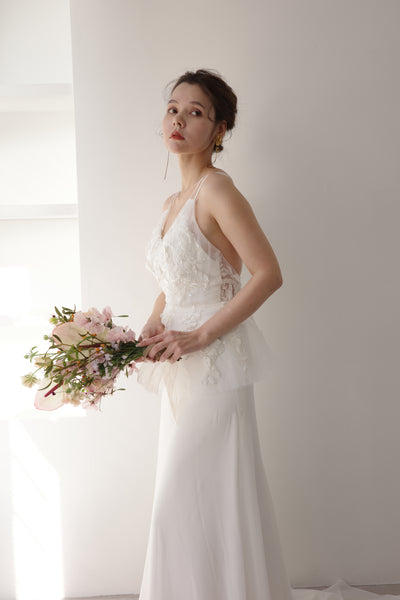 フレアデザイン 刺繍 シフォンドレス(W256)