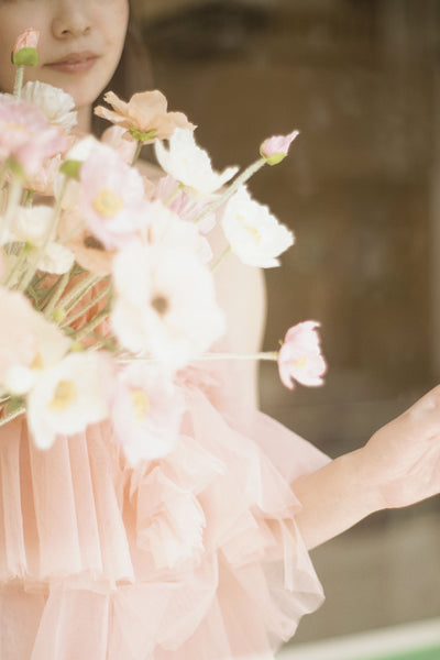 フリル チュールドレス コーラルピンク(W347CP)