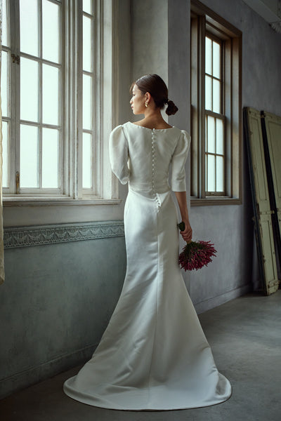 七分袖 Vネック ソフトマーメイドドレス(W287)