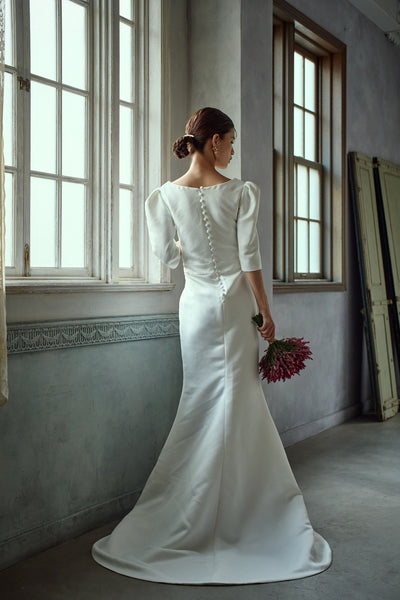 七分袖 Vネック ソフトマーメイドドレス(W287)