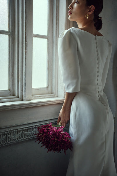 七分袖 Vネック ソフトマーメイドドレス(W287)