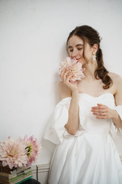 パフスリーブ ハートカット Aラインドレス(W257)