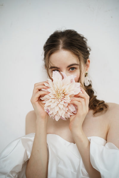 パフスリーブ ハートカット Aラインドレス(W257)