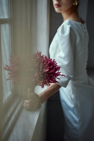 七分袖 Vネック ソフトマーメイドドレス(W287)