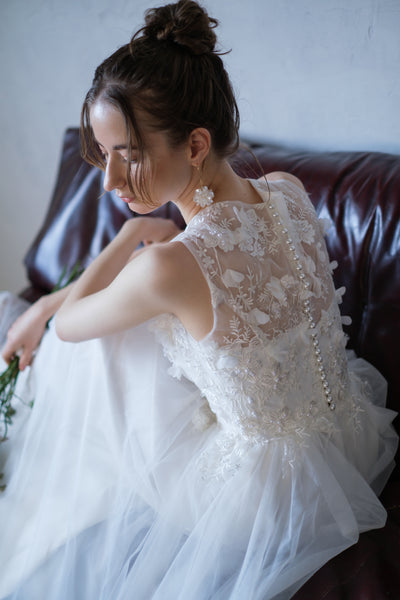 フラワーレース ノースリーブ チュールドレス(W238)