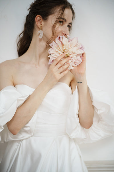 パフスリーブ ハートカット Aラインドレス(W257)