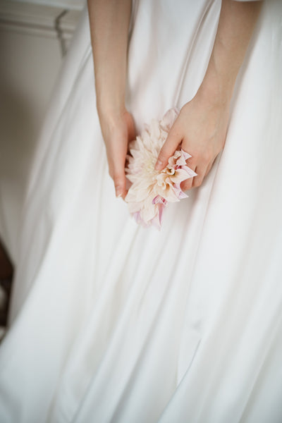 パフスリーブ ハートカット Aラインドレス(W257)